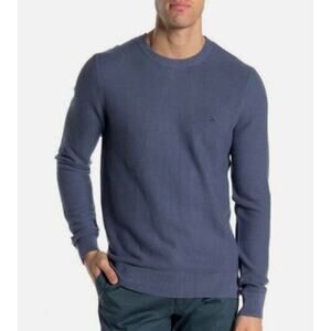 Original Penguin Ribbed Crewneck Sweater Men's Large Blue Indigo 100% Cotton